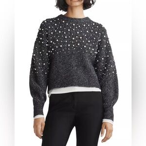 Rag & Bone Frankie Crew Sweater - Pearl-Embellished Marino Wool
